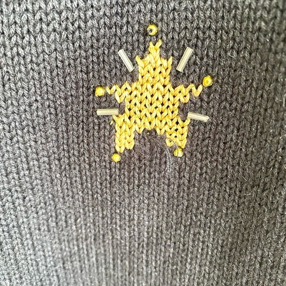 The Quacker Factory Snowman Christmas Sweater Beading & Feather Embellishments - Picture 7 of 7